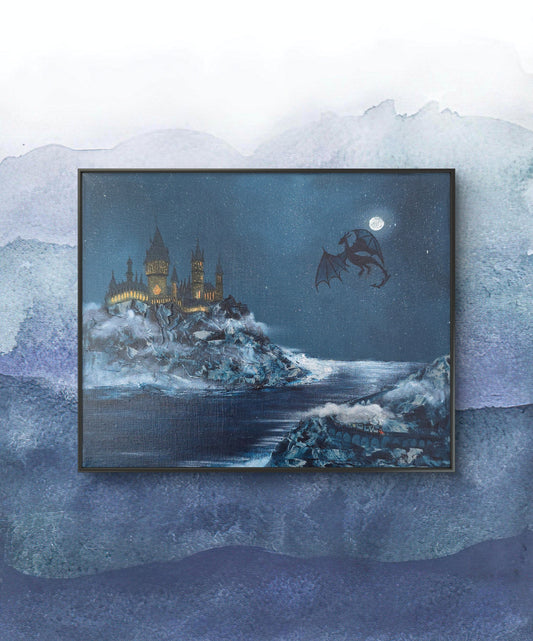 Nightfall Over the Castle - 24x30cm | Original